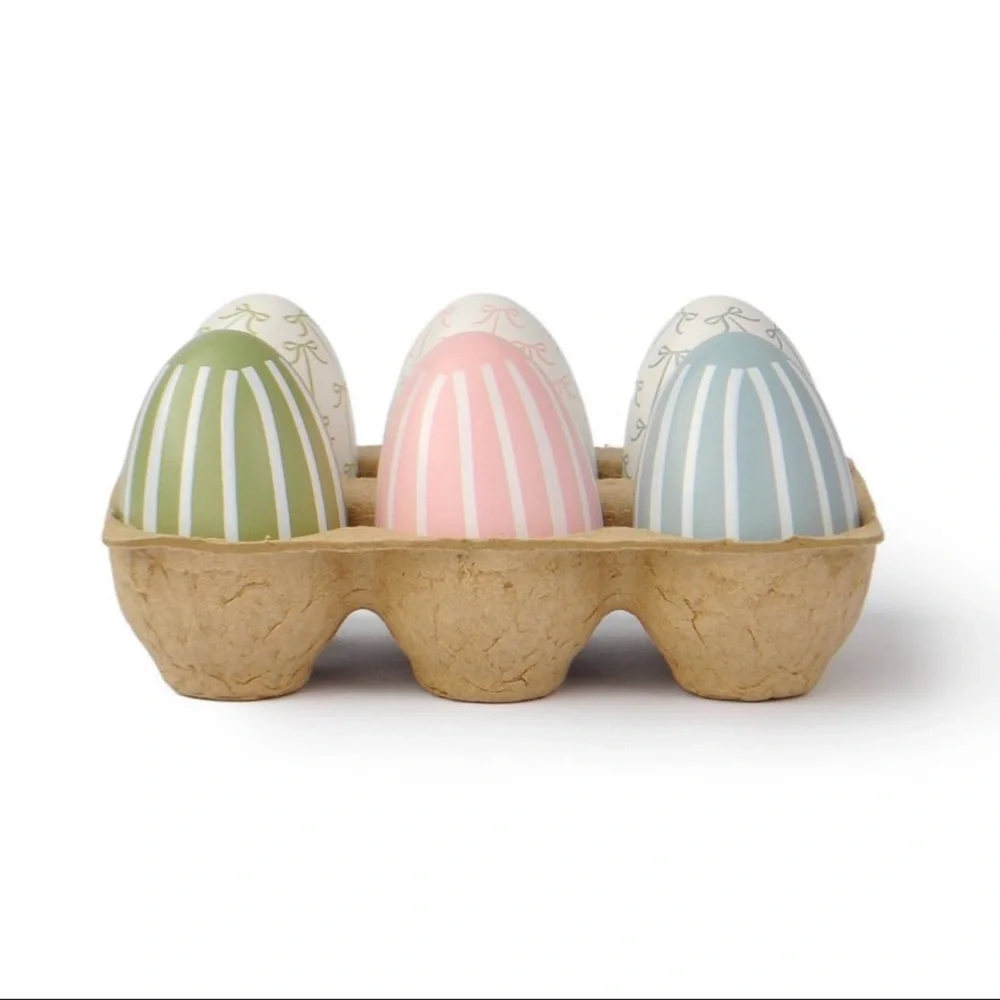 New! Target Bullseye Playground Set of 6 Decorative Pastel Egg Set of 6, Bows
